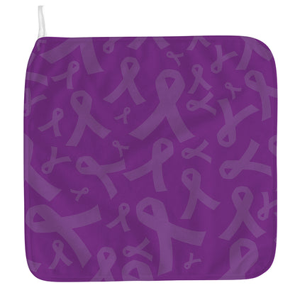Purple Cancer Awareness Ribbon Print Hand Towel