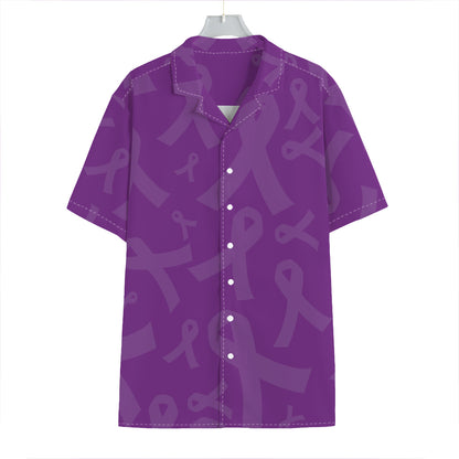 Purple Cancer Awareness Ribbon Print Hawaiian Shirt
