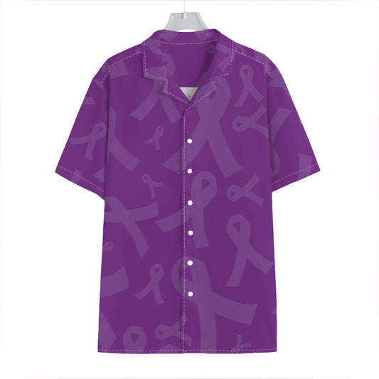 Purple Cancer Awareness Ribbon Print Hawaiian Shirt