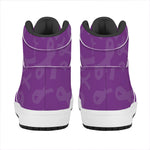 Purple Cancer Awareness Ribbon Print High Top Leather Sneakers