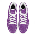 Purple Cancer Awareness Ribbon Print High Top Leather Sneakers