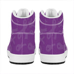 Purple Cancer Awareness Ribbon Print High Top Leather Sneakers