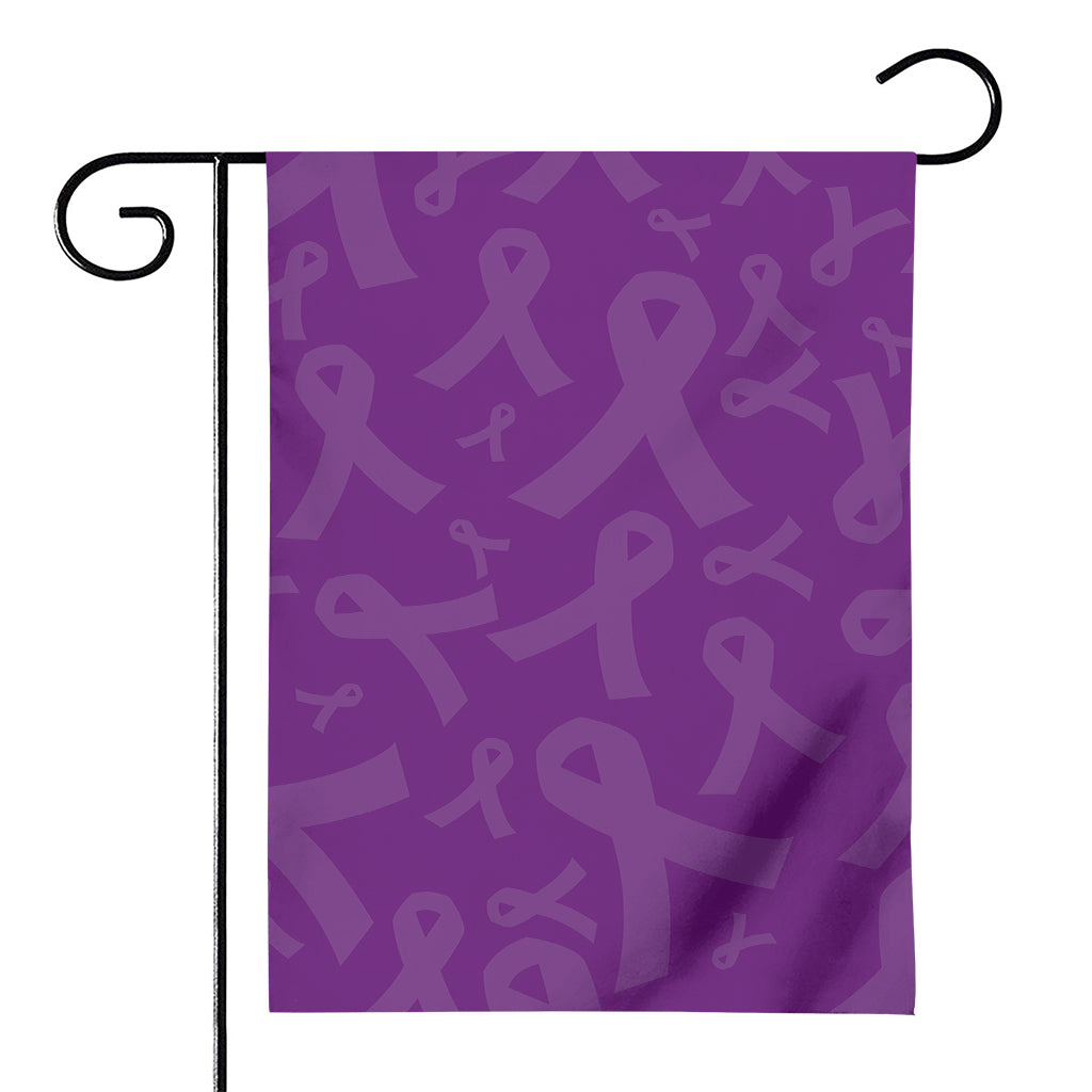 Purple Cancer Awareness Ribbon Print House Flag