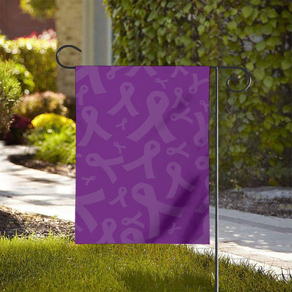 Purple Cancer Awareness Ribbon Print House Flag