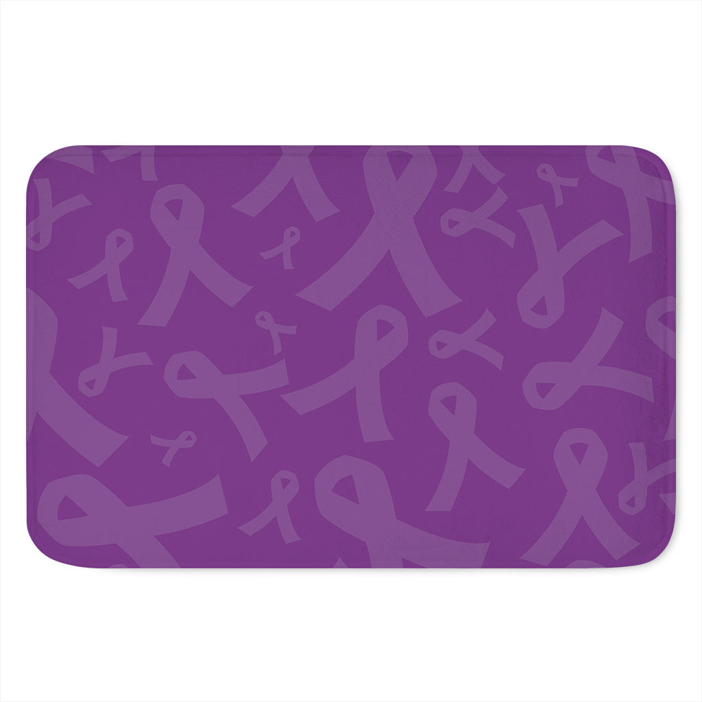 Purple Cancer Awareness Ribbon Print Indoor Door Mat