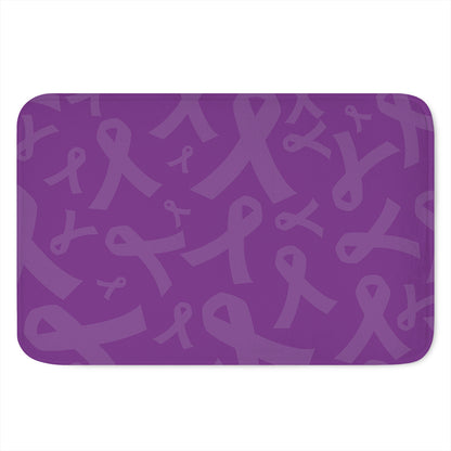 Purple Cancer Awareness Ribbon Print Indoor Door Mat