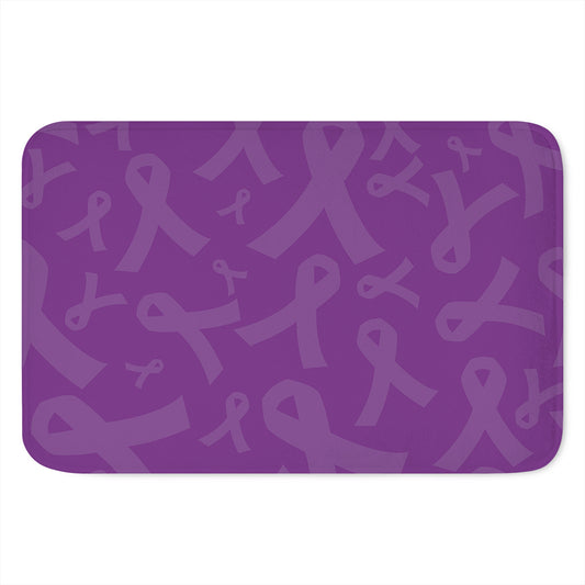 Purple Cancer Awareness Ribbon Print Indoor Door Mat