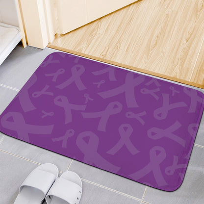 Purple Cancer Awareness Ribbon Print Indoor Door Mat
