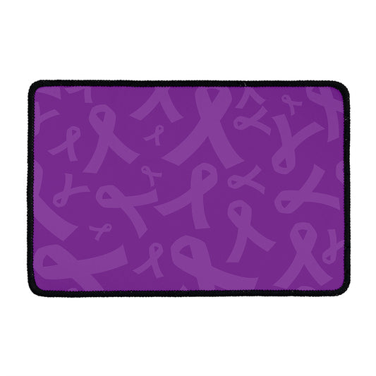 Purple Cancer Awareness Ribbon Print Kitchen Mat