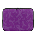 Purple Cancer Awareness Ribbon Print Laptop Sleeve