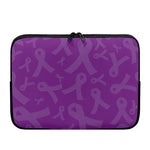 Purple Cancer Awareness Ribbon Print Laptop Sleeve