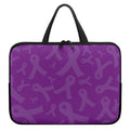 Purple Cancer Awareness Ribbon Print Laptop Sleeve With Handle