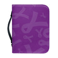 Purple Cancer Awareness Ribbon Print Leather Bible Cover