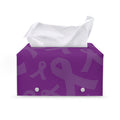Purple Cancer Awareness Ribbon Print Leather Tissue Box Cover