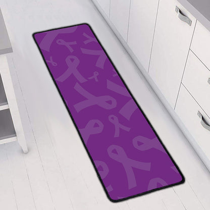 Purple Cancer Awareness Ribbon Print Long Kitchen Mat