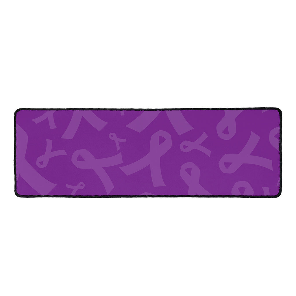 Purple Cancer Awareness Ribbon Print Long Kitchen Mat