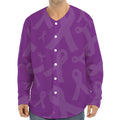 Purple Cancer Awareness Ribbon Print Long Sleeve Baseball Jersey