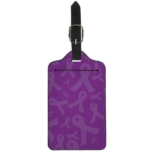 Purple Cancer Awareness Ribbon Print Luggage Tag