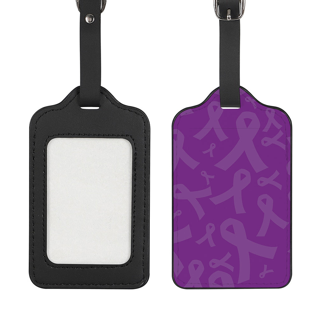 Purple Cancer Awareness Ribbon Print Luggage Tag