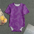 Purple Cancer Awareness Ribbon Print Men's Bodysuit