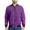 Purple Cancer Awareness Ribbon Print Men's Bomber Jacket
