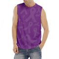 Purple Cancer Awareness Ribbon Print Men's Fitness Tank Top