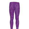 Purple Cancer Awareness Ribbon Print Men's Leggings