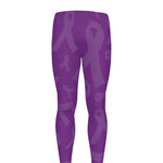 Purple Cancer Awareness Ribbon Print Men's leggings