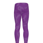 Purple Cancer Awareness Ribbon Print Men's leggings
