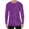 Purple Cancer Awareness Ribbon Print Men's Long Sleeve T-Shirt