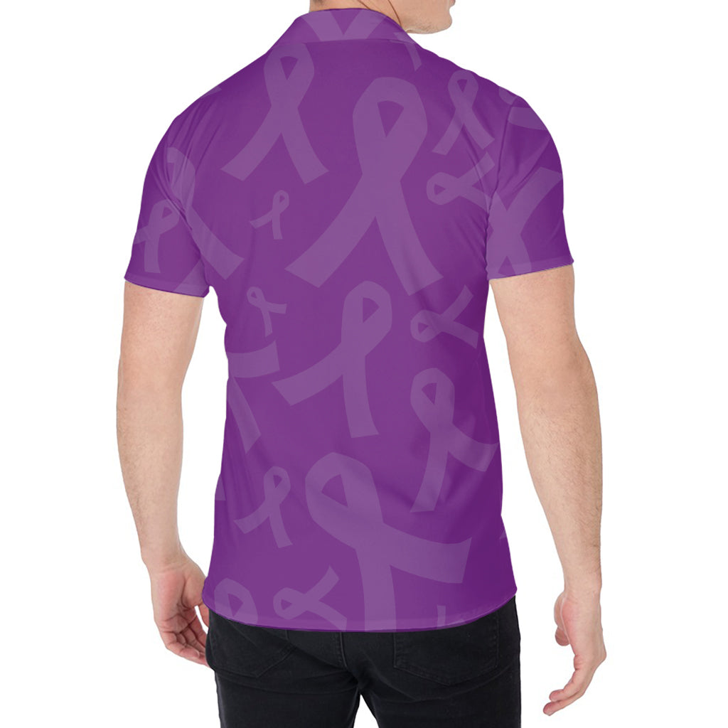 Purple Cancer Awareness Ribbon Print Men's Shirt
