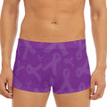 Purple Cancer Awareness Ribbon Print Men's Short Boxer Briefs