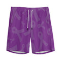 Purple Cancer Awareness Ribbon Print Men's Athletic Shorts