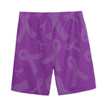 Purple Cancer Awareness Ribbon Print Men's Sports Shorts