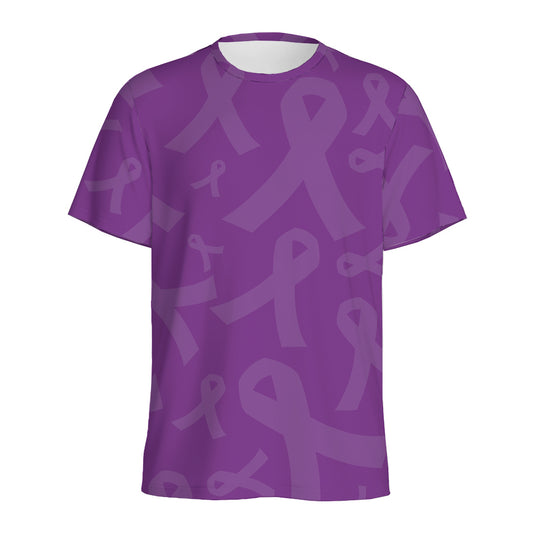 Purple Cancer Awareness Ribbon Print Men's Sports T-Shirt