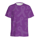Purple Cancer Awareness Ribbon Print Men's Sports T-Shirt