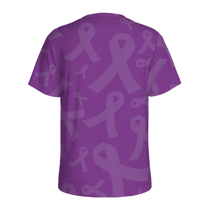 Purple Cancer Awareness Ribbon Print Men's Sports T-Shirt
