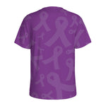 Purple Cancer Awareness Ribbon Print Men's Sports T-Shirt
