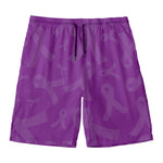 Purple Cancer Awareness Ribbon Print Men's Swim Trunks