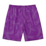 Purple Cancer Awareness Ribbon Print Men's Swim Trunks