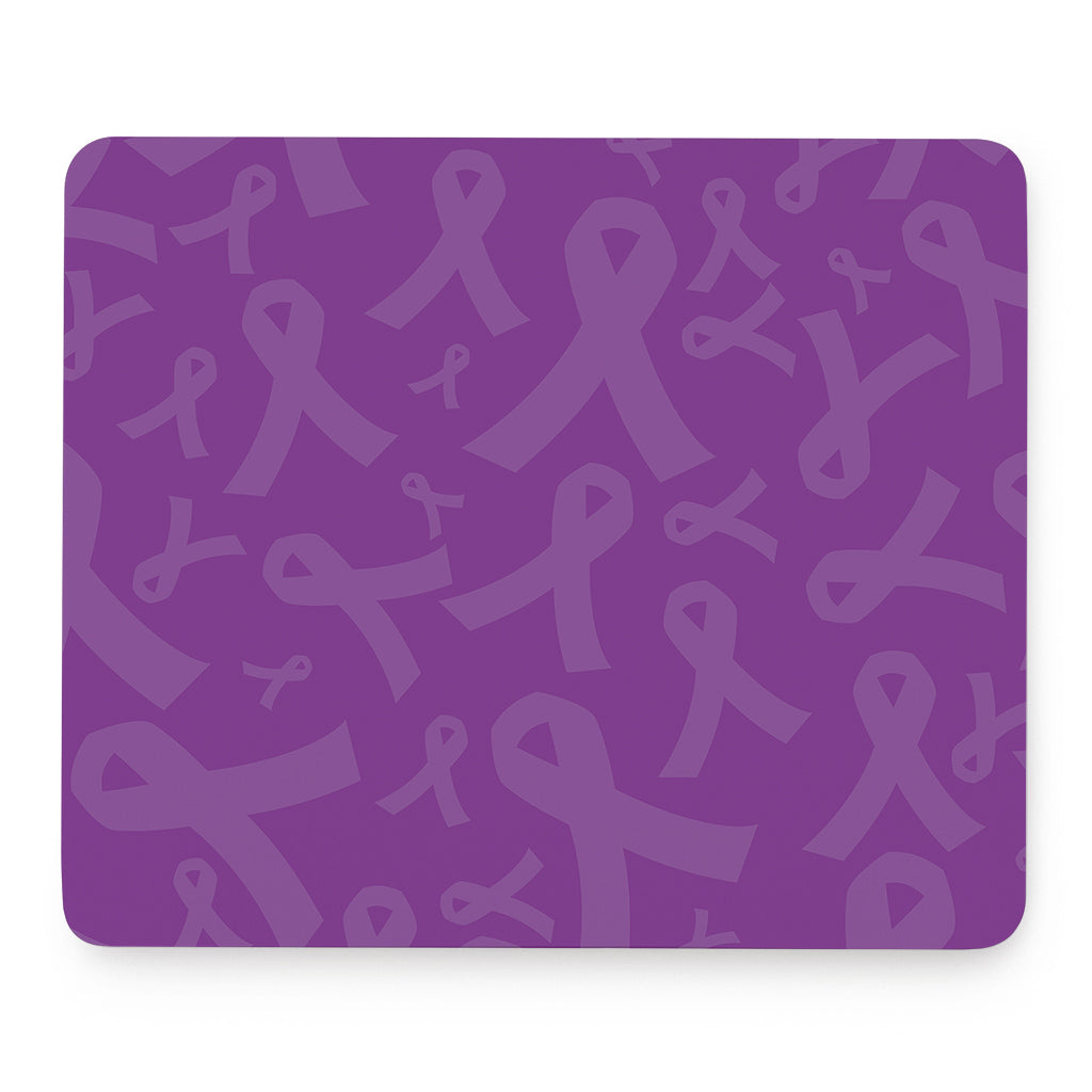 Purple Cancer Awareness Ribbon Print Mouse Pad