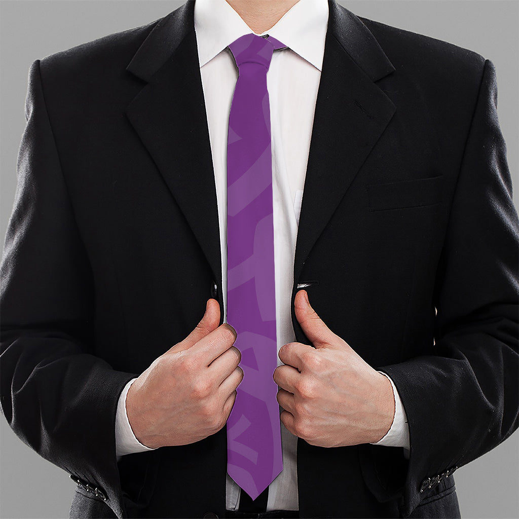 Purple Cancer Awareness Ribbon Print Necktie