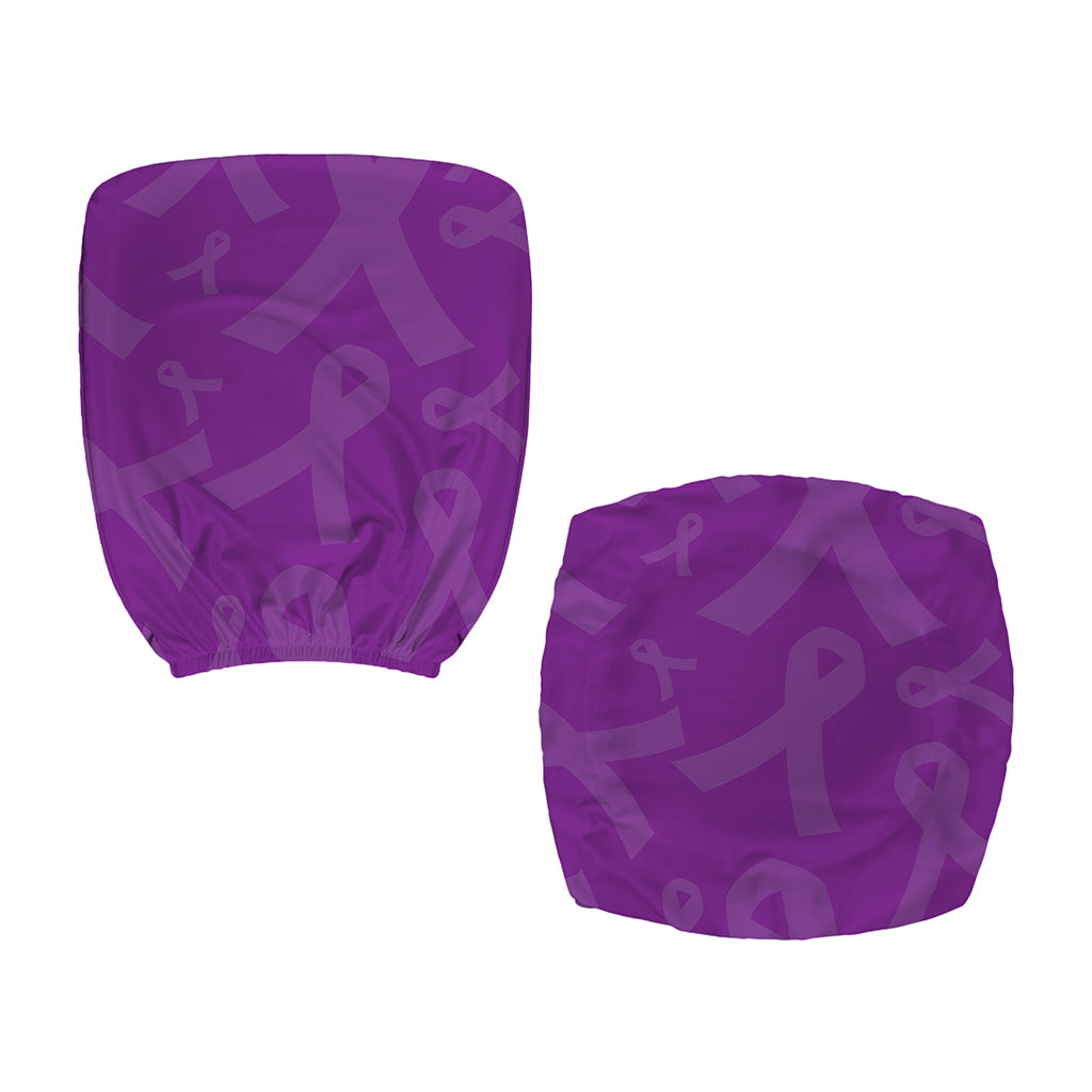Purple Cancer Awareness Ribbon Print Office Chair Cover