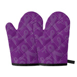 Purple Cancer Awareness Ribbon Print Oven Mitts