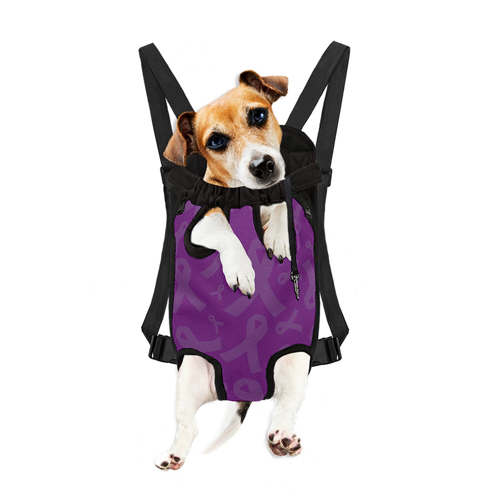 Purple Cancer Awareness Ribbon Print Pet Carrier Backpack
