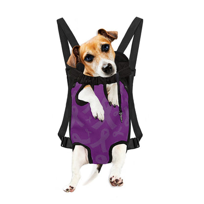 Purple Cancer Awareness Ribbon Print Pet Carrier Backpack