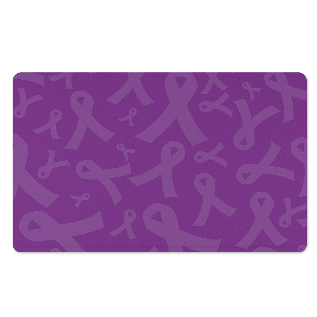 Purple Cancer Awareness Ribbon Print Polyester Doormat