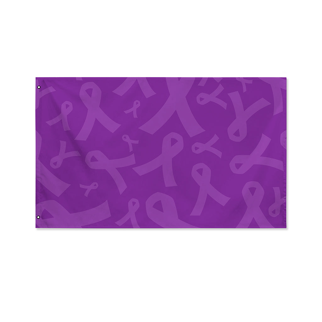 Purple Cancer Awareness Ribbon Print Polyester Flag