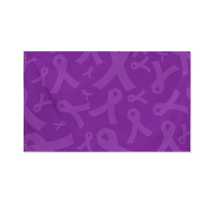 Purple Cancer Awareness Ribbon Print Polyester Flag