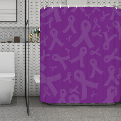 Purple Cancer Awareness Ribbon Print Polyester Shower Curtain